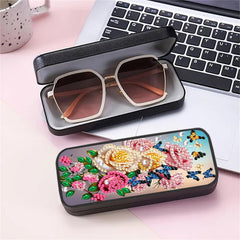 BAYUNOE 2Pcs Eye Glass Case Diamond Art Painting Portable Unisex Protective Case DIY Art Craft Glasses Sunglasses Storage Box-Roses