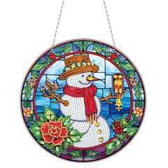 DIY 5D Christmas Decor Diamond Art Painting Kits Window Hanging Ornament Window Pendants for Adults Home Garden Wall Door-N