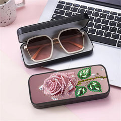 BAYUNOE 2Pcs Eye Glass Case Diamond Art Painting Portable Unisex Protective Case DIY Art Craft Glasses Sunglasses Storage Box-Roses
