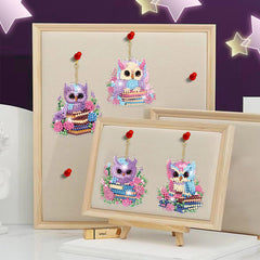 ARTopet Christmas Diamond Art Painting Keychain Kit for Adults 5D DIY Cute Animals Diamond Art Keychains for Xmas DIY Crafts Hanging Ornaments Home Decor Double-Sided Drilling-6Pcs Owl