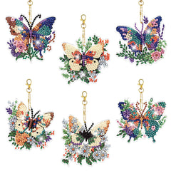 ARTopet Christmas Diamond Art Painting Keychain Kit for Adults 5D DIY Cute Animals Diamond Art Keychains for Xmas DIY Crafts Hanging Ornaments Home Decor Double-Sided Drilling-6Pcs Butterfly