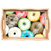 DIY Painting Wooden Tray Kit 5D Cartoon Kits Flat Side Handle Crafts Painting Kits for Bar, Family Gatherings, Christmas Wooden Trays Diamond Gem Painting Art Set for Adults Beginners-Donut