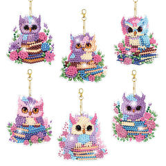 ARTopet Christmas Diamond Art Painting Keychain Kit for Adults 5D DIY Cute Animals Diamond Art Keychains for Xmas DIY Crafts Hanging Ornaments Home Decor Double-Sided Drilling-6Pcs Owl