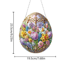 DIY Diamond Pendant, Diamond Art Painting Easter Flower Egg Creative Design PET Material Home Decoration Pendant (Double-Sided Pattern Single-Sided Diamond)