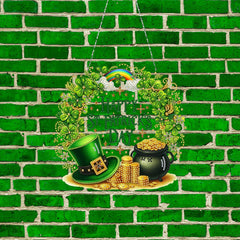 DIY Diamond Pendant Diamond Art Painting St. Patrick'S Day Four-Leaf Clover Wreath Creative Design PET Material Home Decoration Pendant (Double-Sided Pattern Single-Sided Diamond)