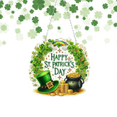 DIY Diamond Pendant Diamond Art Painting St. Patrick'S Day Four-Leaf Clover Wreath Creative Design PET Material Home Decoration Pendant (Double-Sided Pattern Single-Sided Diamond)