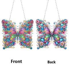 DIY Diamond Pendant, Diamond Art Painting, Colorful Butterfly, Creative Design, PET Material, Home Decoration Pendant (Double-Sided Pattern, Single-Sided Diamond)