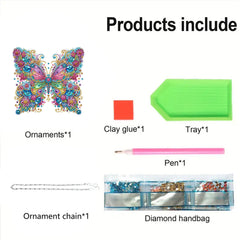 DIY Diamond Pendant, Diamond Art Painting, Colorful Butterfly, Creative Design, PET Material, Home Decoration Pendant (Double-Sided Pattern, Single-Sided Diamond)