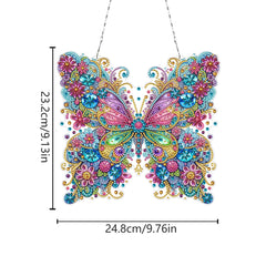DIY Diamond Pendant, Diamond Art Painting, Colorful Butterfly, Creative Design, PET Material, Home Decoration Pendant (Double-Sided Pattern, Single-Sided Diamond)