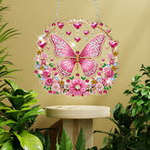 DIY Diamond Art Painting Pink Butterfly Creative Design PET Material Home Decoration Pendant (Single Side Drill)