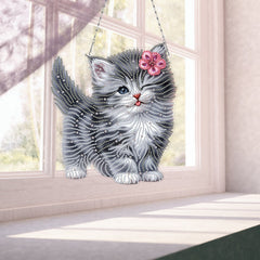 DIY Diamond Art Painting Cat Creative Design Pet Material Home Decoration Pendant (Double-Sided Pattern Single-Sided Dot Diamond)