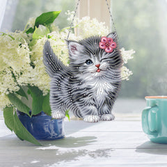 DIY Diamond Art Painting Cat Creative Design Pet Material Home Decoration Pendant (Double-Sided Pattern Single-Sided Dot Diamond)