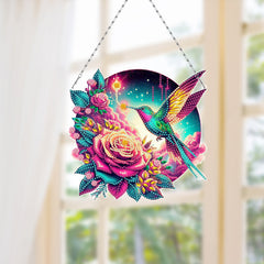 DIY Diamond Art Painting Hummingbird Parrot Creative Design PET Material Home Decoration Pendant (Double-sided Pattern Single-sided Point Diamond)