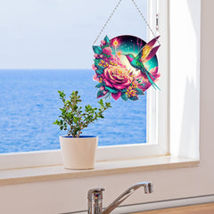 DIY Diamond Art Painting Hummingbird Parrot Creative Design PET Material Home Decoration Pendant (Double-sided Pattern Single-sided Point Diamond)