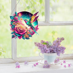 DIY Diamond Art Painting Hummingbird Parrot Creative Design PET Material Home Decoration Pendant (Double-sided Pattern Single-sided Point Diamond)