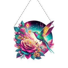 DIY Diamond Art Painting Hummingbird Parrot Creative Design PET Material Home Decoration Pendant (Double-sided Pattern Single-sided Point Diamond)
