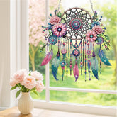DIY Diamond Art Painting Flower Feather Creative Design Acrylic Material Irregular Shape Home Decoration Hanging Ornament (Double-Sided Pattern, Single-Sided Diamond)