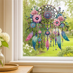 DIY Diamond Art Painting Flower Feather Creative Design Acrylic Material Irregular Shape Home Decoration Hanging Ornament (Double-Sided Pattern, Single-Sided Diamond)