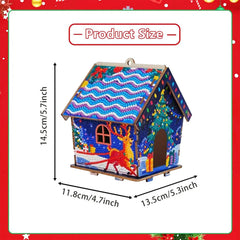 DIY Diamond Art Painting Christmas Creative Design Wooden Assembled Little House Home Decor Hanging Ornament