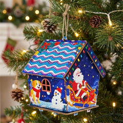 DIY Diamond Art Painting Christmas Creative Design Wooden Assembled Little House Home Decor Hanging Ornament