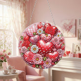DIY Diamond Art Painting Valentine's Day Pendant Creative Design PET Material Round Home Decor Pendant (Single-sided Rhinestone Dotting)