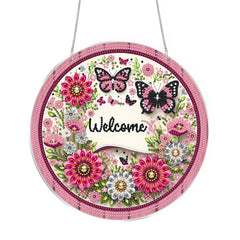 DIY Diamond Art Painting Spring Flowers Creative Design PET Material Round Shape Home Decoration Pendant (Double-Sided Pattern,Single-Sided Diamond)