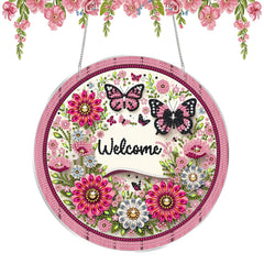 DIY Diamond Art Painting Spring Flowers Creative Design PET Material Round Shape Home Decoration Pendant (Double-Sided Pattern,Single-Sided Diamond)