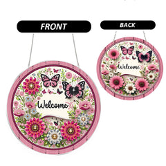 DIY Diamond Art Painting Spring Flowers Creative Design PET Material Round Shape Home Decoration Pendant (Double-Sided Pattern,Single-Sided Diamond)
