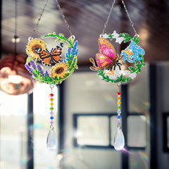 DIY Diamond Art Painting Pendant, Creative Design, PVC Material, Home Decor, Colorful Crystal Pendant, Two-Piece Set (Single-Sided Rhinestone Dotting)