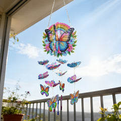 DIY Diamond Art Painting Wind Chime Creative Design 3D Assembly Home Decoration Dreamy and Beautiful Wind Chime Pendant (Double-sided Rhinestone Dotting)
