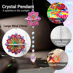 DIY Diamond Art Painting Pendant Mandala Creative Design PET Material 3D Assembly Home Decor with Dazzling Crystal Pendant (Double-sided Rhinestone Dotting)