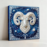 DIY Pearl Painting with Frame - Creative Design of the Twelve Zodiac Signs, Handmade Healing and Stress-Relieving Home Wall Decoration, 9.84X9.84in, with Frame Tools (Blue Canvas)