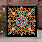 DIY Creative Pattern Handmade Holiday Present Healing And Stress-Relieving Home Wall Decoration Pearl Framed Painting (11.42x11.42in) (With Framing Tools) (Colored Canvas)