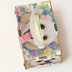 DIY Diamond Art Painting Creative Design Home Decoration Wooden Assembly Paper Box Rectangular Paper Towel Storage Box