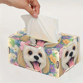 DIY Diamond Art Painting Creative Design Home Decoration Wooden Assembly Paper Box Rectangular Paper Towel Storage Box