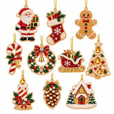 DIY Pearl Diamond Painting Christmas Ornaments, 10-Piece Set