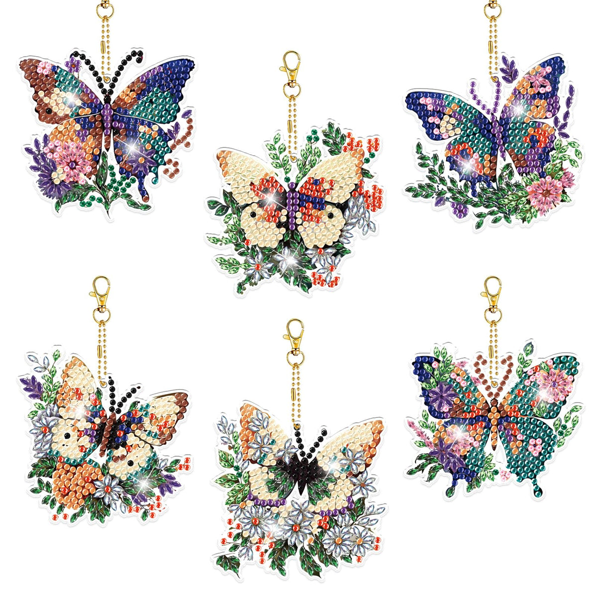 ARTopet Christmas Diamond Art Painting Keychain Kit for Adults 5D DIY Cute Animals Diamond Art Keychains for Xmas DIY Crafts Hanging Ornaments Home Decor Double-Sided Drilling-6Pcs Butterfly