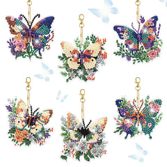 ARTopet Christmas Diamond Art Painting Keychain Kit for Adults 5D DIY Cute Animals Diamond Art Keychains for Xmas DIY Crafts Hanging Ornaments Home Decor Double-Sided Drilling-6Pcs Butterfly