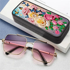 BAYUNOE 2Pcs Eye Glass Case Diamond Art Painting Portable Unisex Protective Case DIY Art Craft Glasses Sunglasses Storage Box-Roses