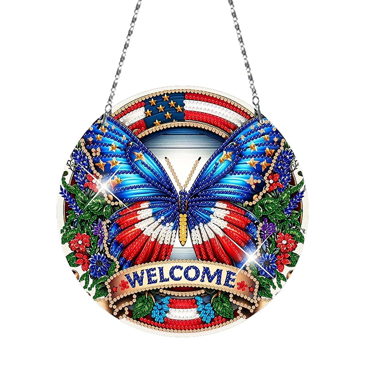 DIY Diamond Pendant Diamond Art Painting Animal Creative Design PET Round Home Decoration Pendant (Single-Sided Diamond)