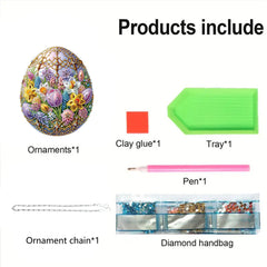 DIY Diamond Pendant, Diamond Art Painting Easter Flower Egg Creative Design PET Material Home Decoration Pendant (Double-Sided Pattern Single-Sided Diamond)