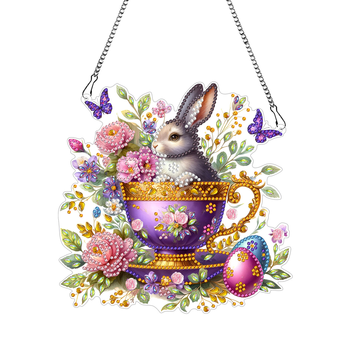 DIY Diamond Pendant Diamond Art Painting Easter Creative Design PET Home Decoration Pendant (Single-Sided Diamond)