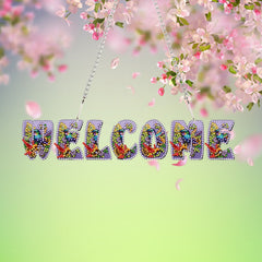 DIY Diamond Pendant Diamond Art Painting Spring Hummingbird Purple Text Creative Design PET Home Decoration Pendant (Single-Sided Diamond)