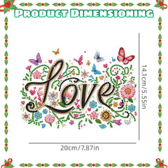 DIY Diamond Pendant Diamond Art Painting Flower Love Text Creative Design PET Home Decoration Pendant (Single-Sided Diamond)