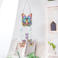 DIY Diamond Art Painting Spring 3D Creative Design Dreamy Beautiful Wind Chime PVC Material Home Decoration Pendant (Double-sided Drill)