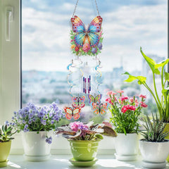 DIY Diamond Art Painting Spring 3D Creative Design Dreamy Beautiful Wind Chime PVC Material Home Decoration Pendant (Double-sided Drill)