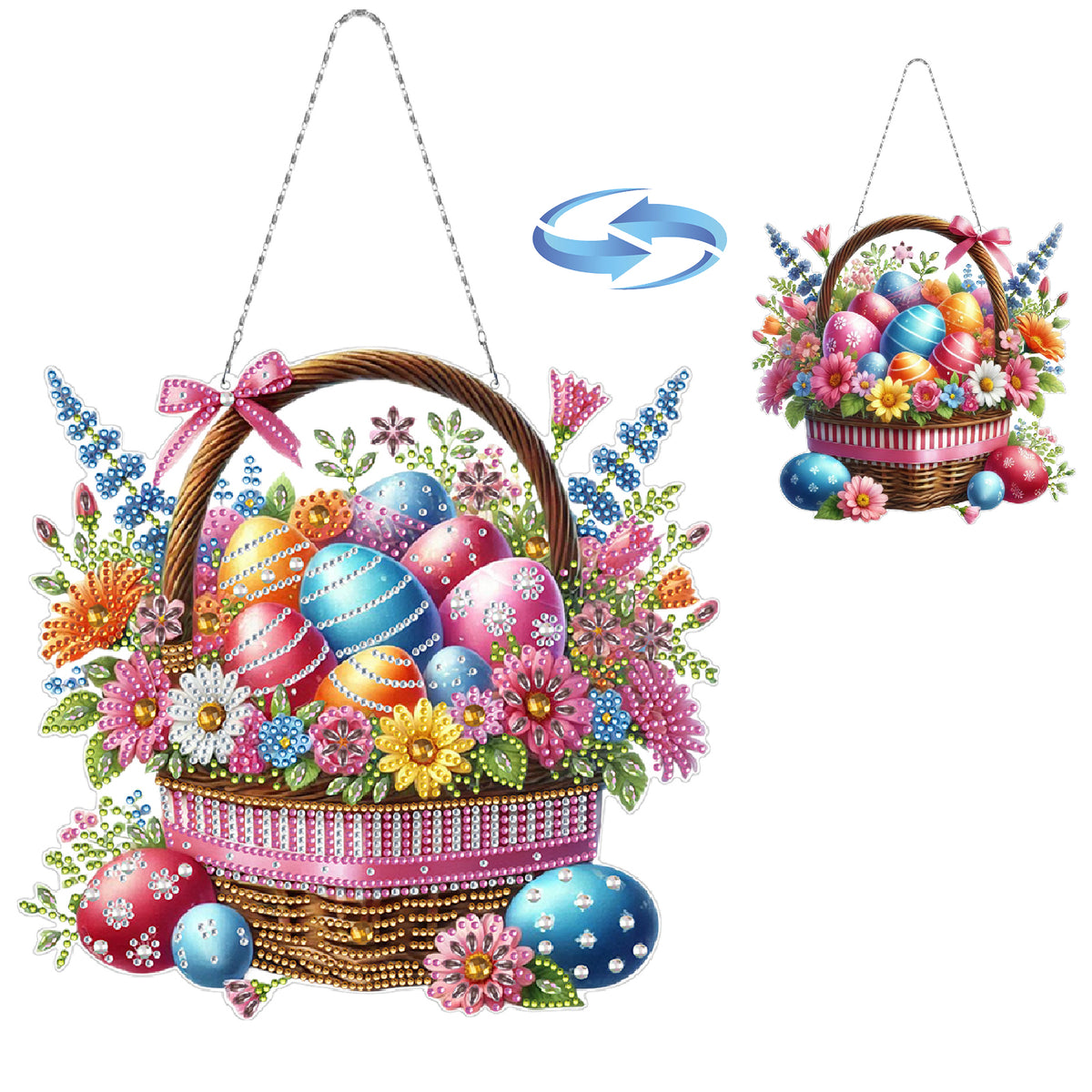 DIY Diamond Art Painting Easter Creative Design PET Material Home Decoration Pendant (Double-sided Pattern Single-sided Drill)