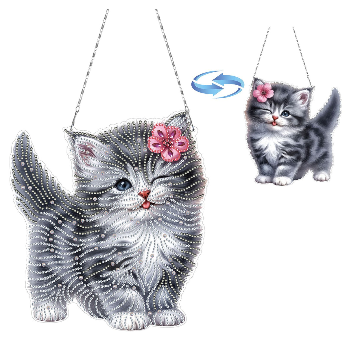 DIY Diamond Art Painting Cat Creative Design Pet Material Home Decoration Pendant (Double-Sided Pattern Single-Sided Dot Diamond)