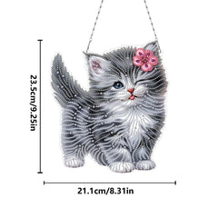 DIY Diamond Art Painting Cat Creative Design Pet Material Home Decoration Pendant (Double-Sided Pattern Single-Sided Dot Diamond)