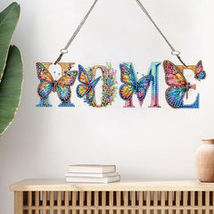 DIY Diamond Art Painting Colorful Butterfly Text Creative Design PET Home Decoration Pendant (Double-Sided Pattern Single-Sided Dot Diamond)